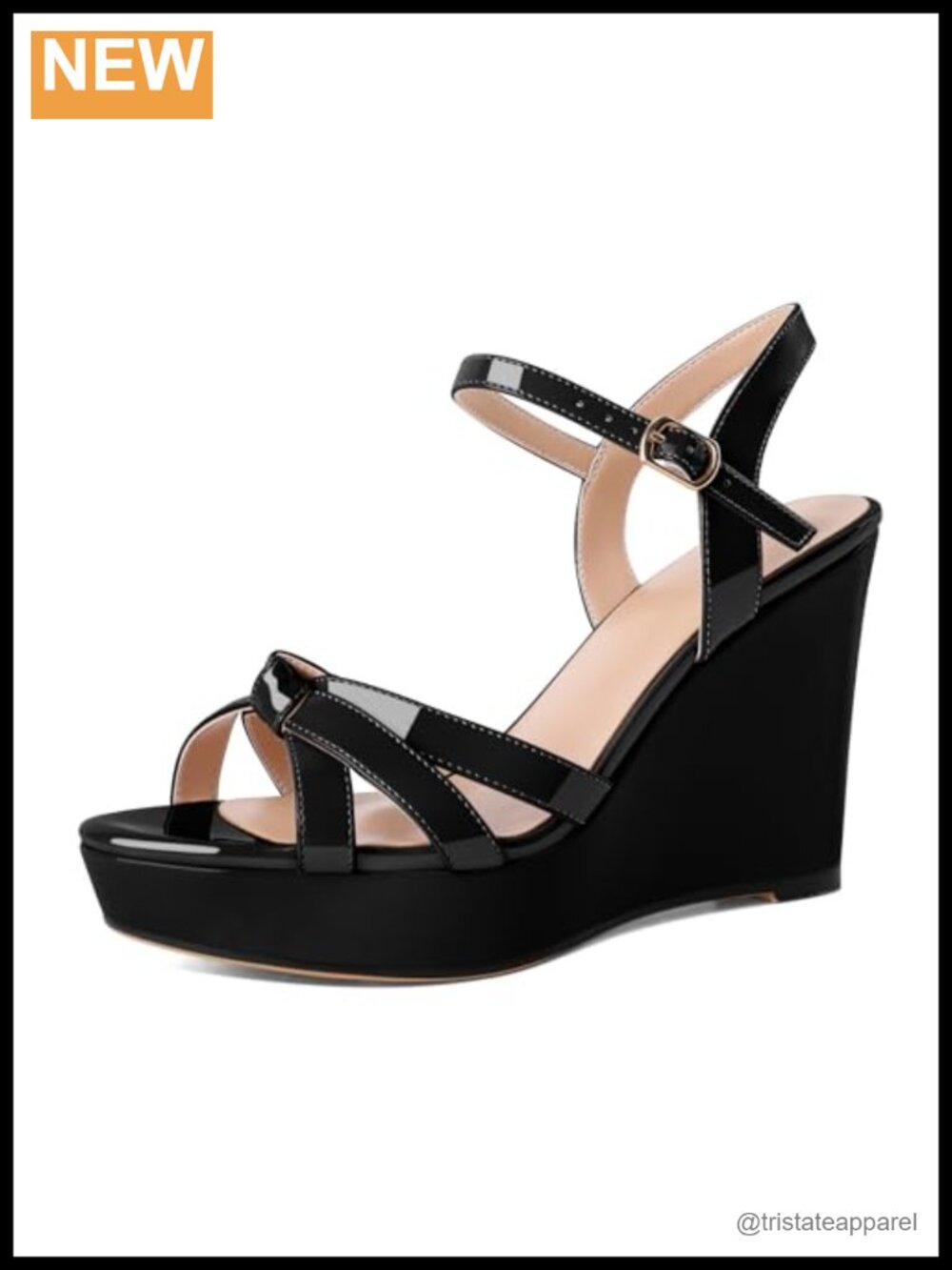 Eldof Women's 4 Inch Open Toe Ankle Strap Wedge Heel Sandals